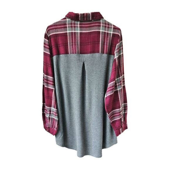 ANGELS FOREVER YOUNG Women's Plus Size Plaid Waffle Knit Shimmer LongSleeve 3X - Picture 11 of 15